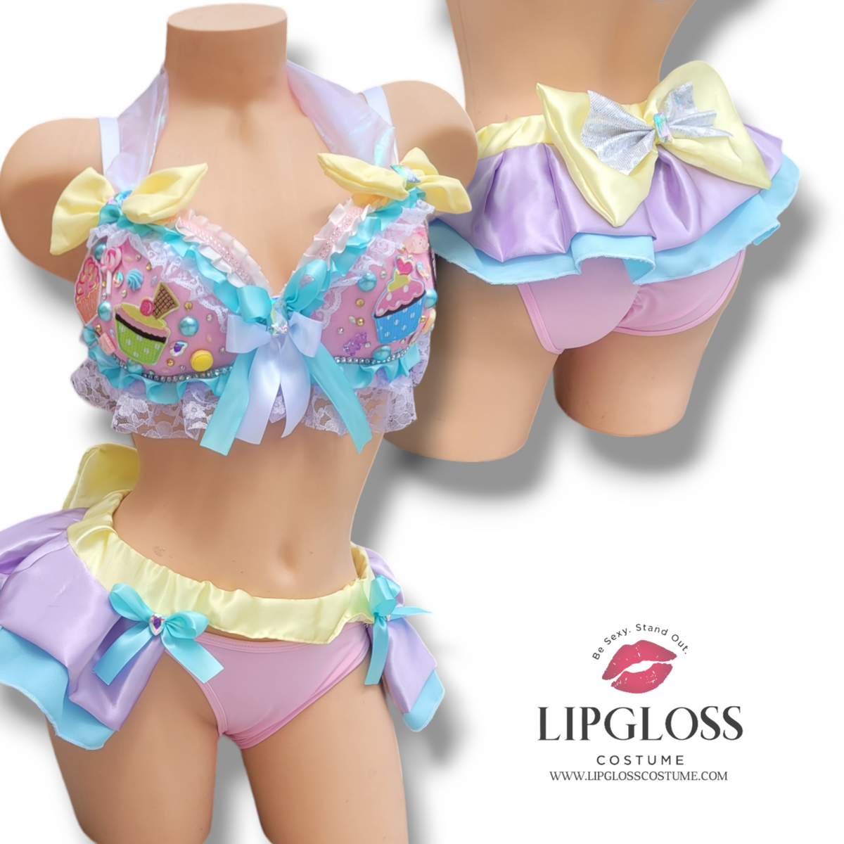 Tooth Fairy Candyland Sweet Adult Women Costume with bikini bottom, Pa Lipgloss Costume Tooth Fairy Candyland Sweet Adult Women Costume with bikini bottom, Pa Lipgloss Costume