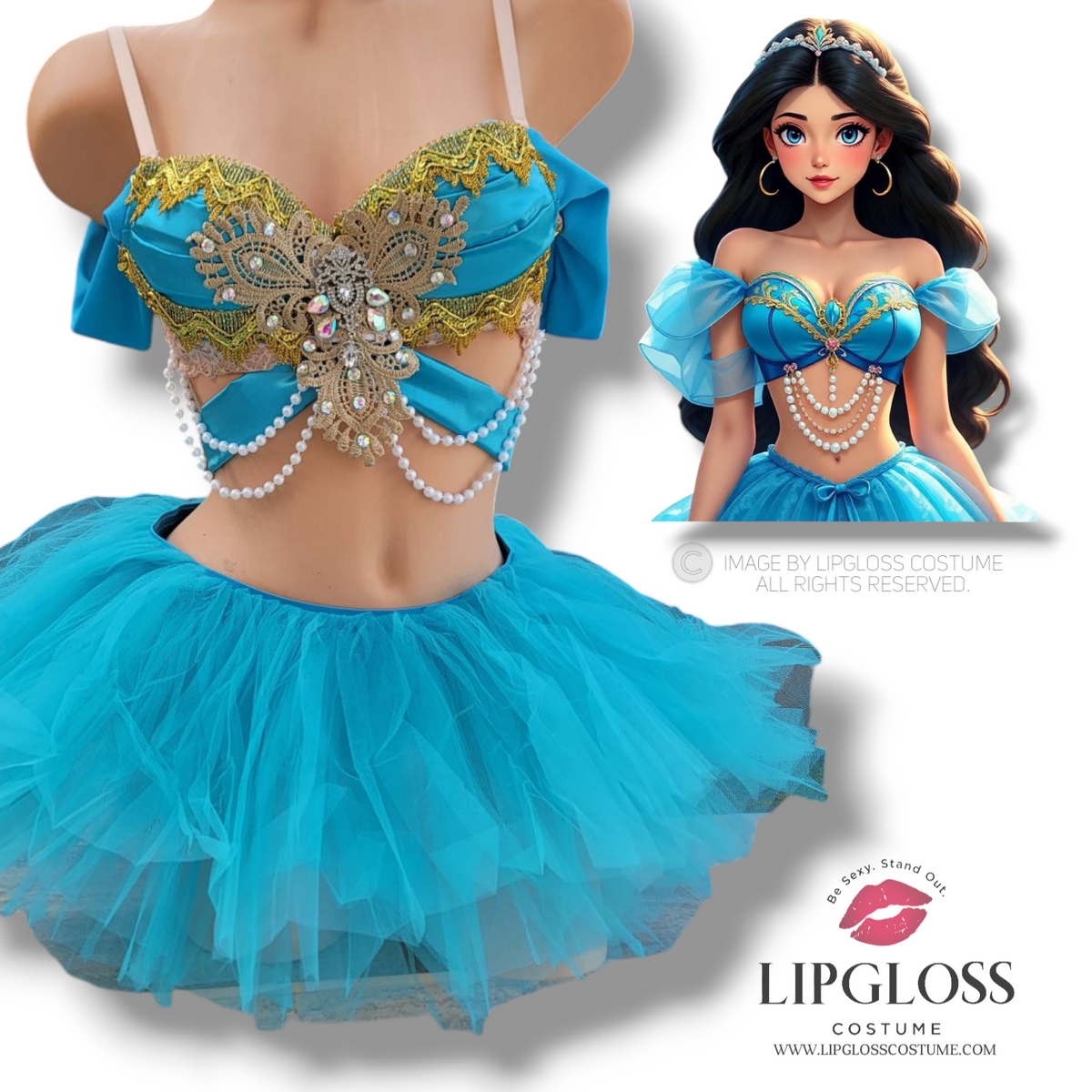 disney princess jasmine dress Blue Jasmine Princess Rave outfit – Lipgloss Costume