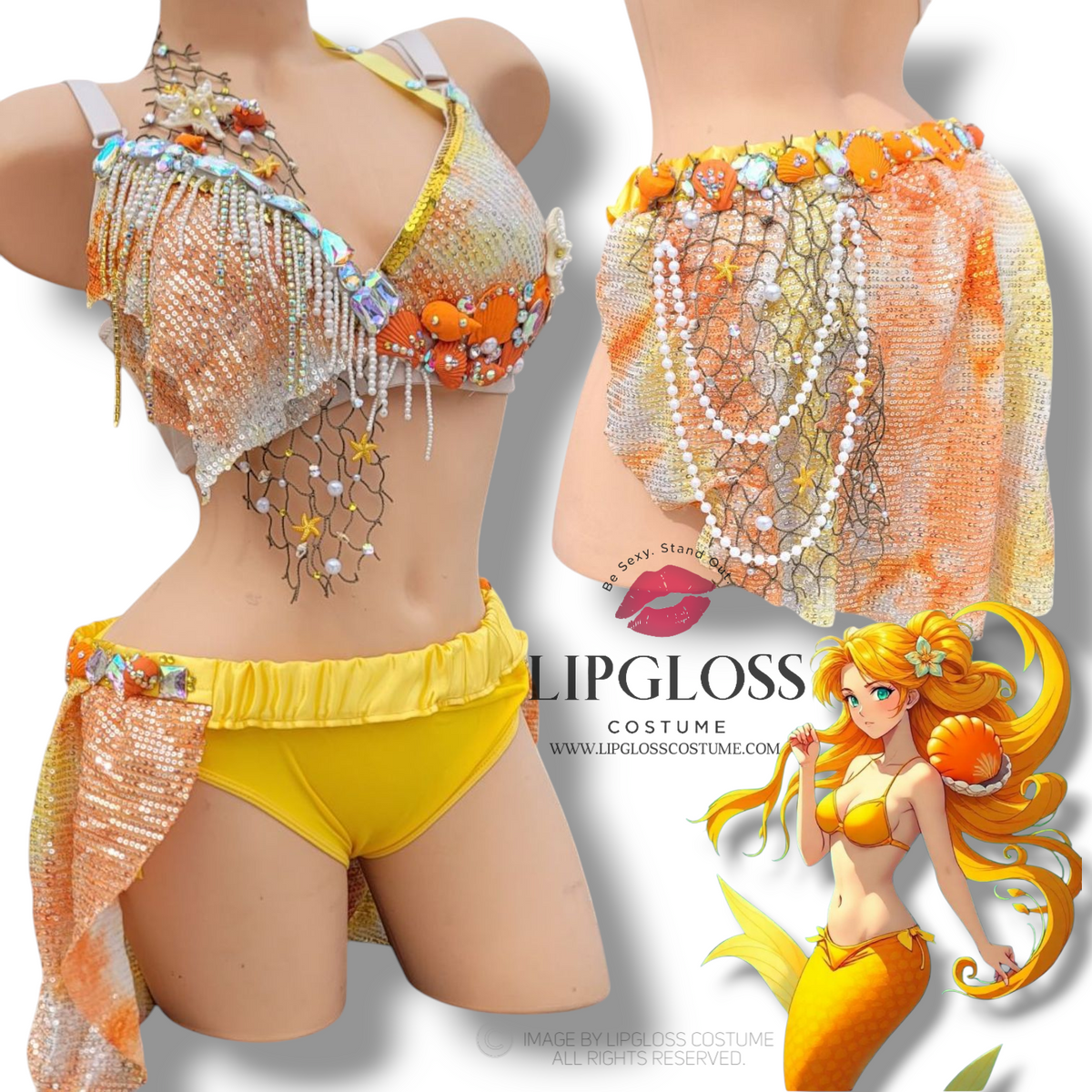 sexy mermaid lingerie Green Purple Sea Me Sexy Mermaid 4 Pc Costume – AMIClubwear main image 1