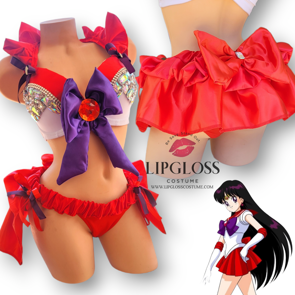 Sexy Sailor Mars Inspired Costume with bustle skirt – Lipgloss Costume