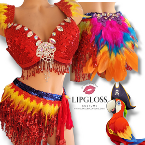 Red Sparkle Parrot, Pirates Parrot, Captain's Sidekick, Parrot, Animal Bird Costume