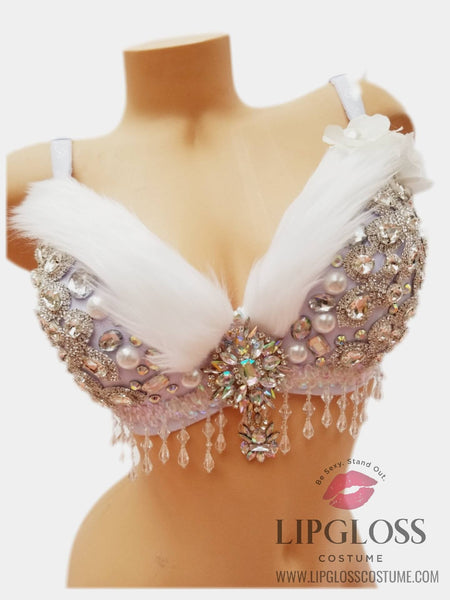 Sexy White Fox Rabbit Bra Top