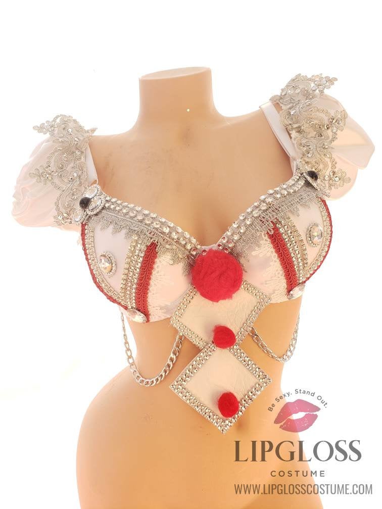 Pennywise Clown Grey White Adult Woman Bra Lipgloss Costume Pennywise Clown Grey White Adult Woman Bra Lipgloss Costume