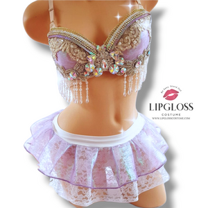 Sexy Lavender Rhinestone DanceWear