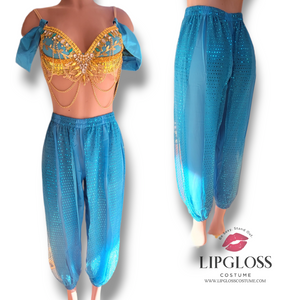 Ready to Ship Blue Gold Jasmine Princess with Pants