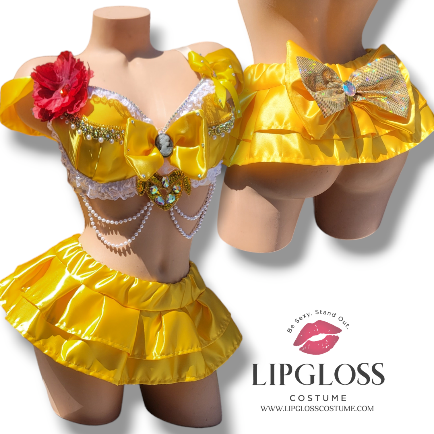 Sexy Princess Belle Costume with Full Mini Skirt Lipgloss Costume Sexy Princess Belle Costume with Full Mini Skirt Lipgloss Costume