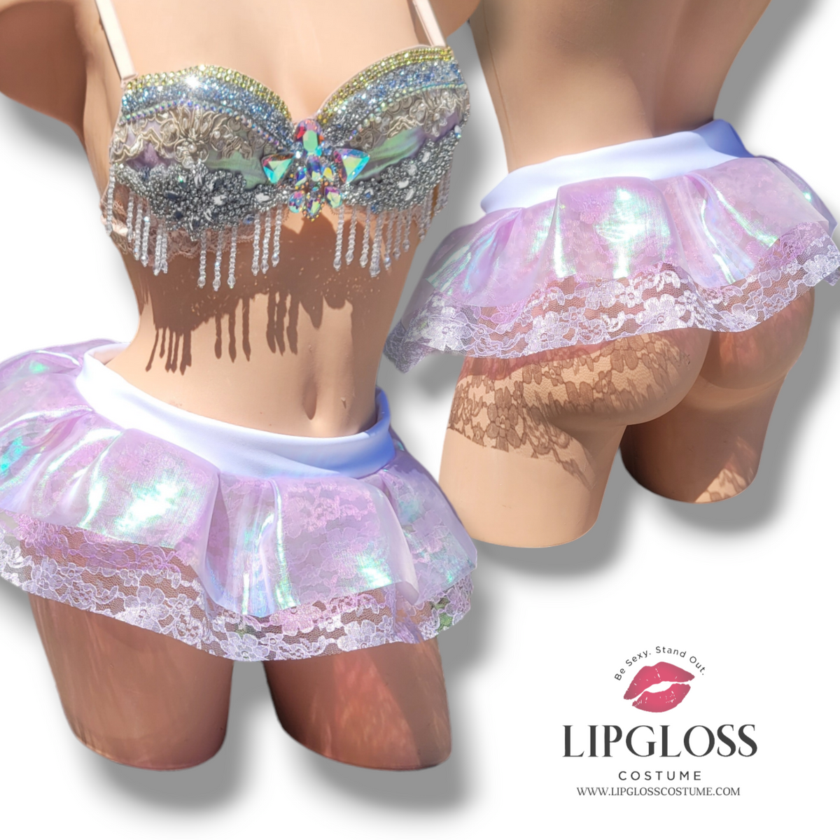 Sexy Lavender Rhinestone DanceWear – Lipgloss Costume