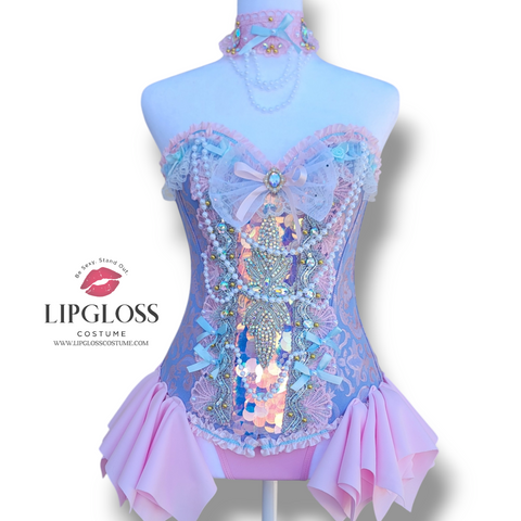 Magical Pastel Wonderland Glittering Rhinestone Corset with Choker
