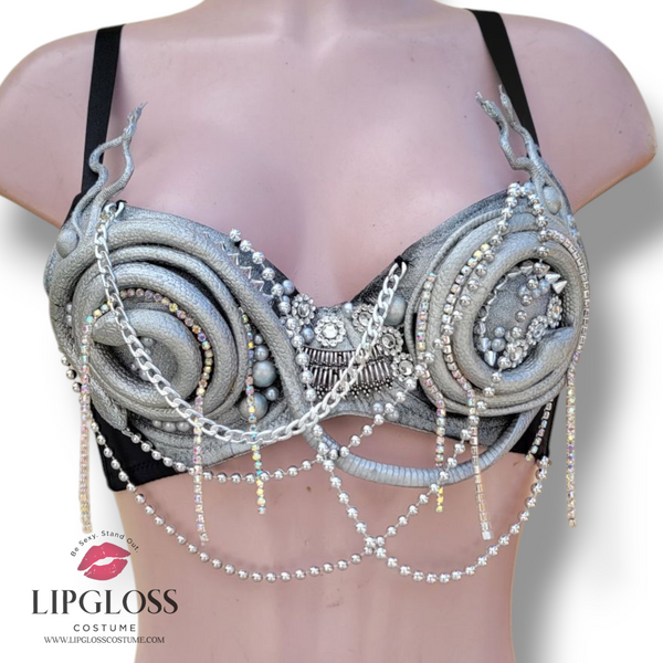 Silver Medusa Snake Bra
