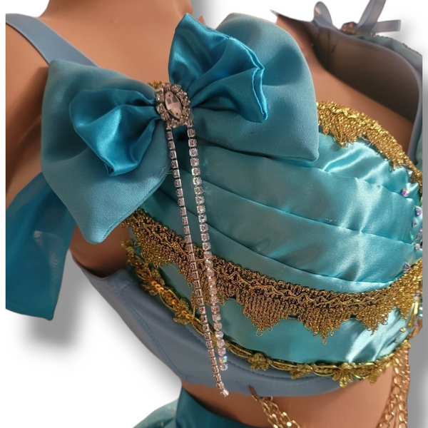 Ready to Ship Blue Gold Jasmine Princess, Sexy Goddess Costume