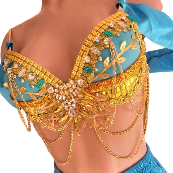 Ready to Ship Blue Gold Jasmine Princess with Pants