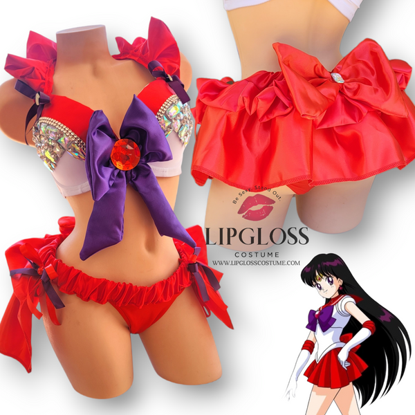 Sexy Sailor Mars Inspired Costume with bustle skirt