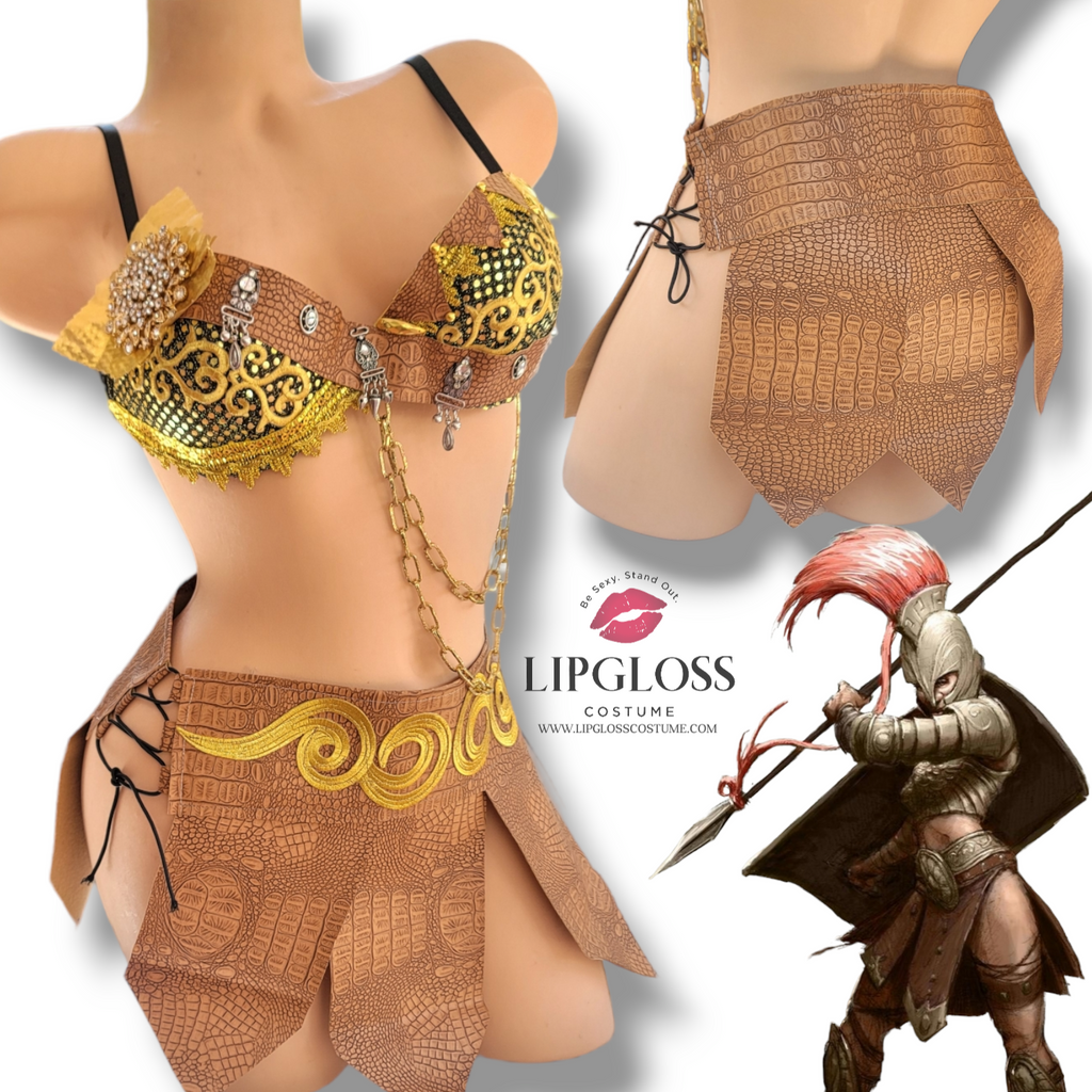 Sexy Brown Roman Gladiator Lipgloss Costume Sexy Brown Roman Gladiator Lipgloss Costume