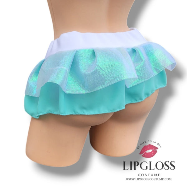 Mint Breeze Irridescent Rave micro Skirt