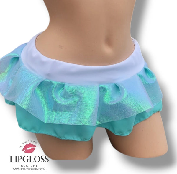 Mint Breeze Irridescent Rave micro Skirt