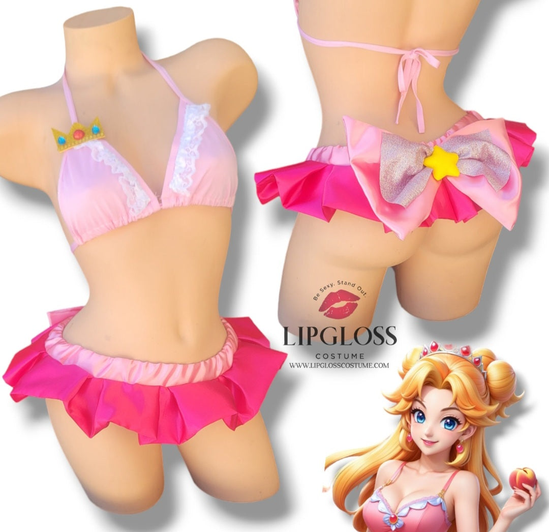 Sexy Pink Princess Peach Rave Matching Set