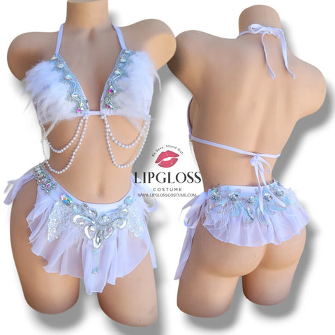 Sexy White Fairy Matching Women Rave Set