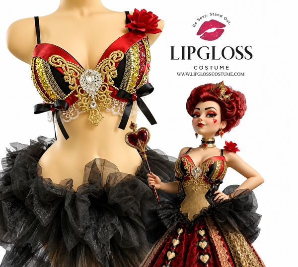 Queen of Hearts Costume with Tutu – Luxury Red Queen Fantasy Princess Outfit