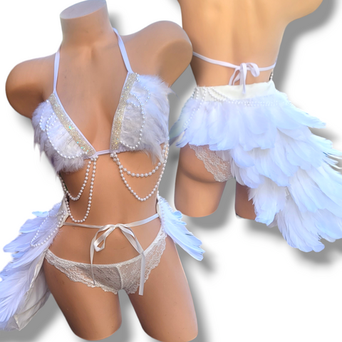 Ready to Ship White Angel, White Phoenix, Adult Woman Performace Stage Costume