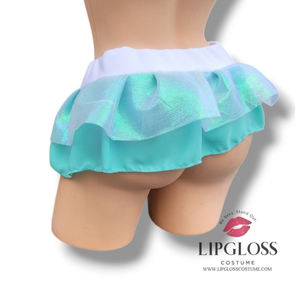 Iridescent Aqua Ruffle Bloomers Skirt – Modest Fairycore Festival Rave Bottom