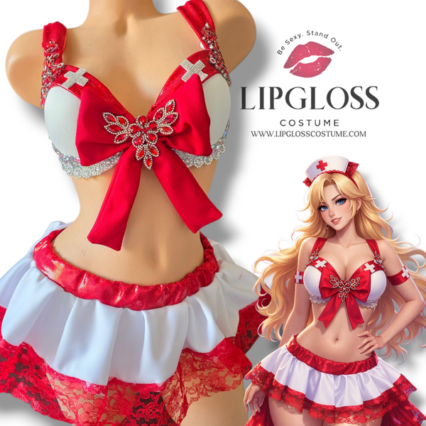 Sexy Red Nurse Costume Set – Doctor Halloween Outfit for Women