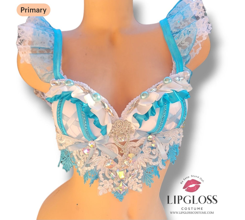 Blue White Black Clown Bra Top, Circus EDC Bra, Comic Jester, Harlequi Lipgloss Costume Blue White Black Clown Bra Top, Circus EDC Bra, Comic Jester, Harlequi Lipgloss Costume