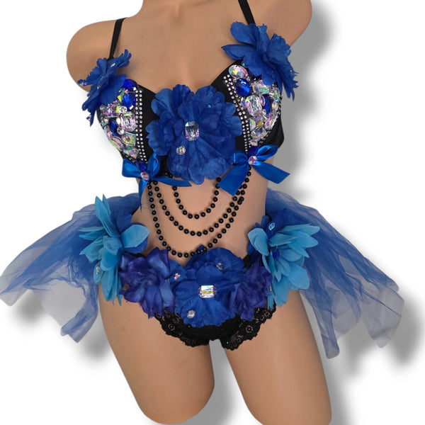 Ready to Ship Blue Flower Rave Bra Costume