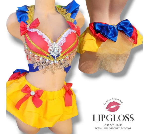 Fairy Tale Princess Costume Set | Red Blue & Gold Rhinestone