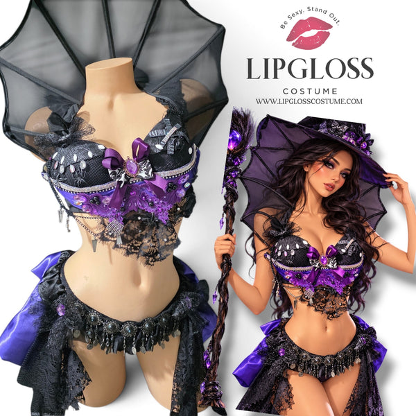 Ready to Ship Purple Black Gothic Witch