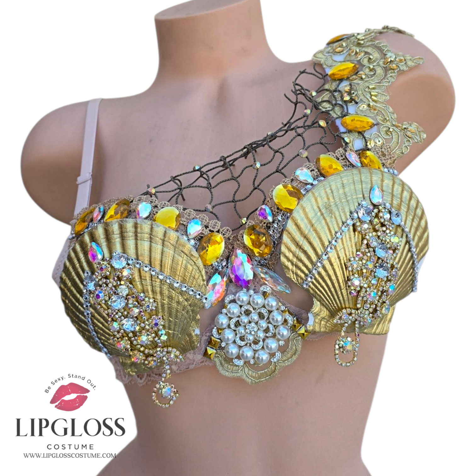 Ready to Ship Gold Mermaid Seashell Bra