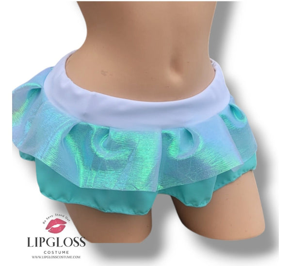Iridescent Aqua Ruffle Bloomers Skirt – Modest Fairycore Festival Rave Bottom