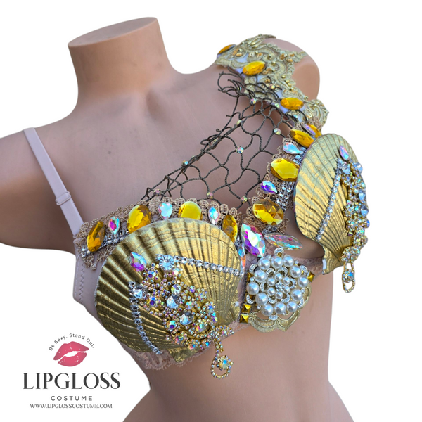 Ready to Ship Gold Mermaid Seashell Bra