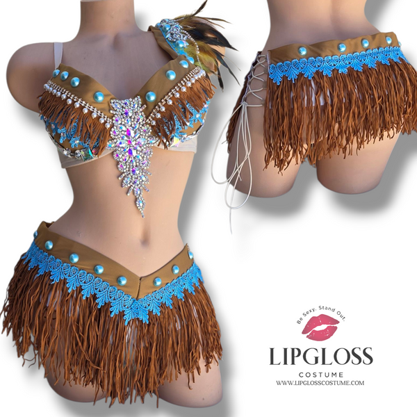 Sexy Turquoise Camel Desert Warrior, Tribal Huntress & Amazon Warrior Festival Costume