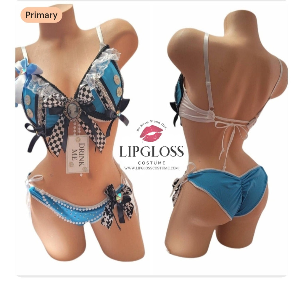 Alice in Wonderland Blue Luxury Rave Lingerie Set Fantasy Festival O Lipgloss Costume Alice in Wonderland Blue Luxury Rave Lingerie Set Fantasy Festival O Lipgloss Costume