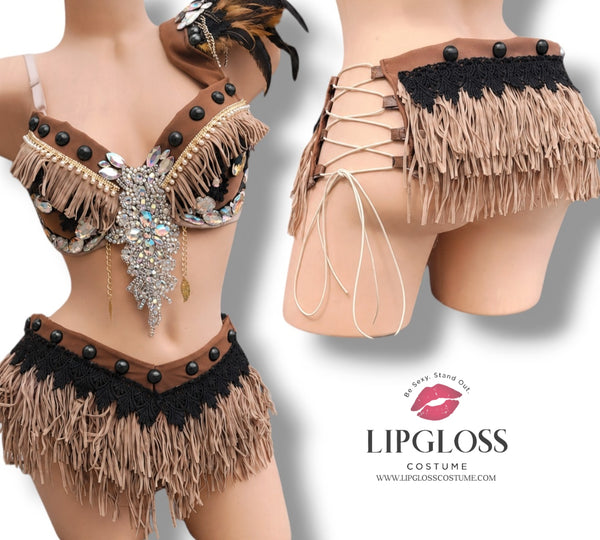 Sext Black Camel Desert Warrior, Tribal Huntress & Amazon Warrior Festival Costume