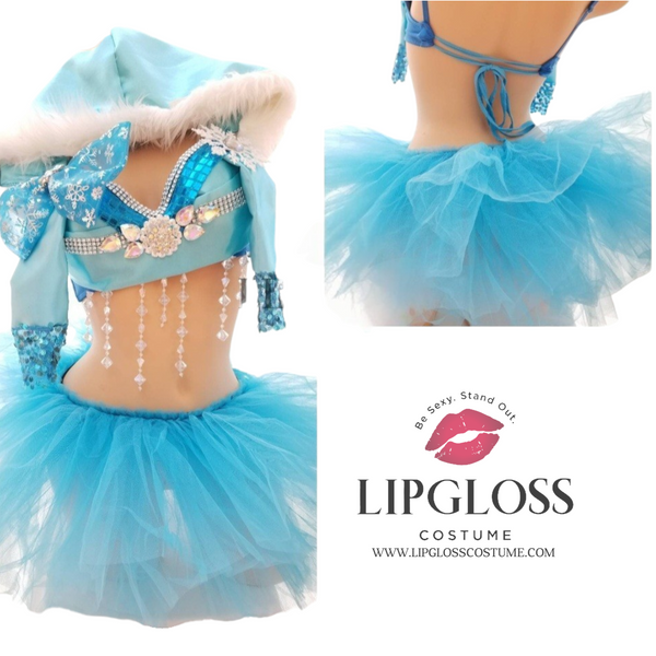 Ice Glace PokeWoman Costume Women | Blue Sequin Comic Anime Tutu Set