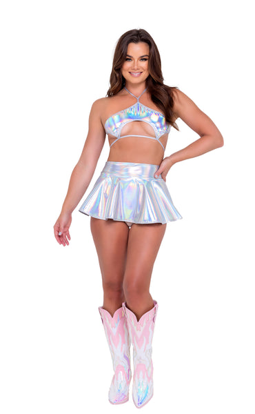 6112 - HOLOGRAPHIC FLARED SKIRT
