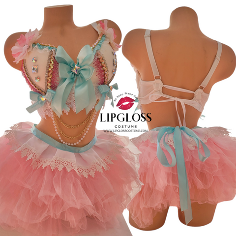 Mint Burlesque Beauty Outfit Rave Wear