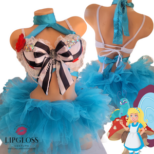 Alice in Wonderland Rave Outfit Fantasy Princess Festival Costume wi Lipgloss Costume Alice in Wonderland Rave Outfit Fantasy Princess Festival Costume wi Lipgloss Costume