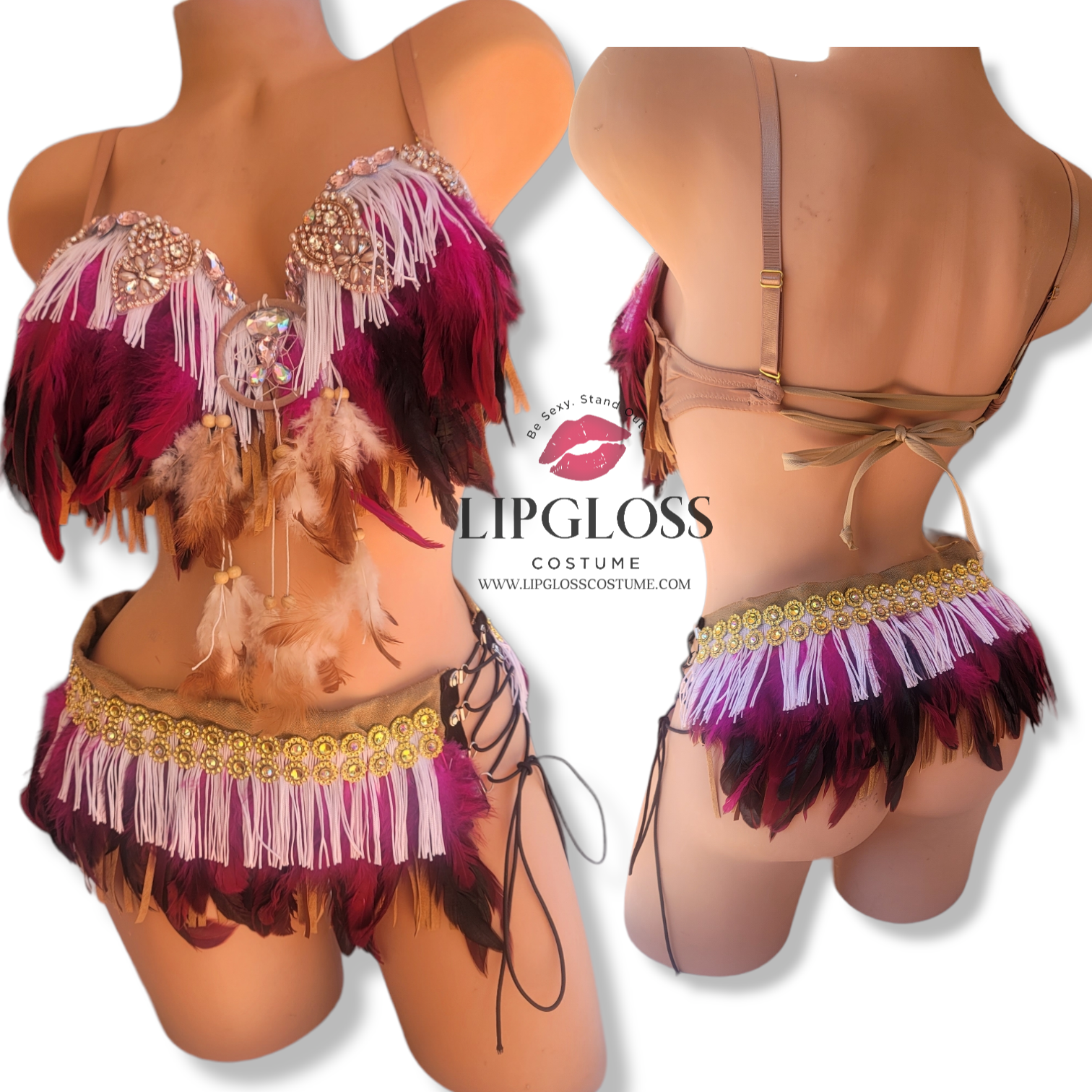 Sexy Indian  Tagged "feather bra"  Lipgloss Costume