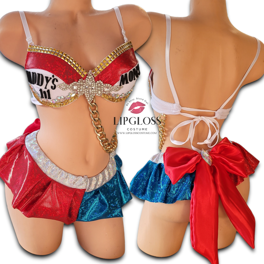 Harley Quinn Inspired Costume with skirt – Lipgloss Costume